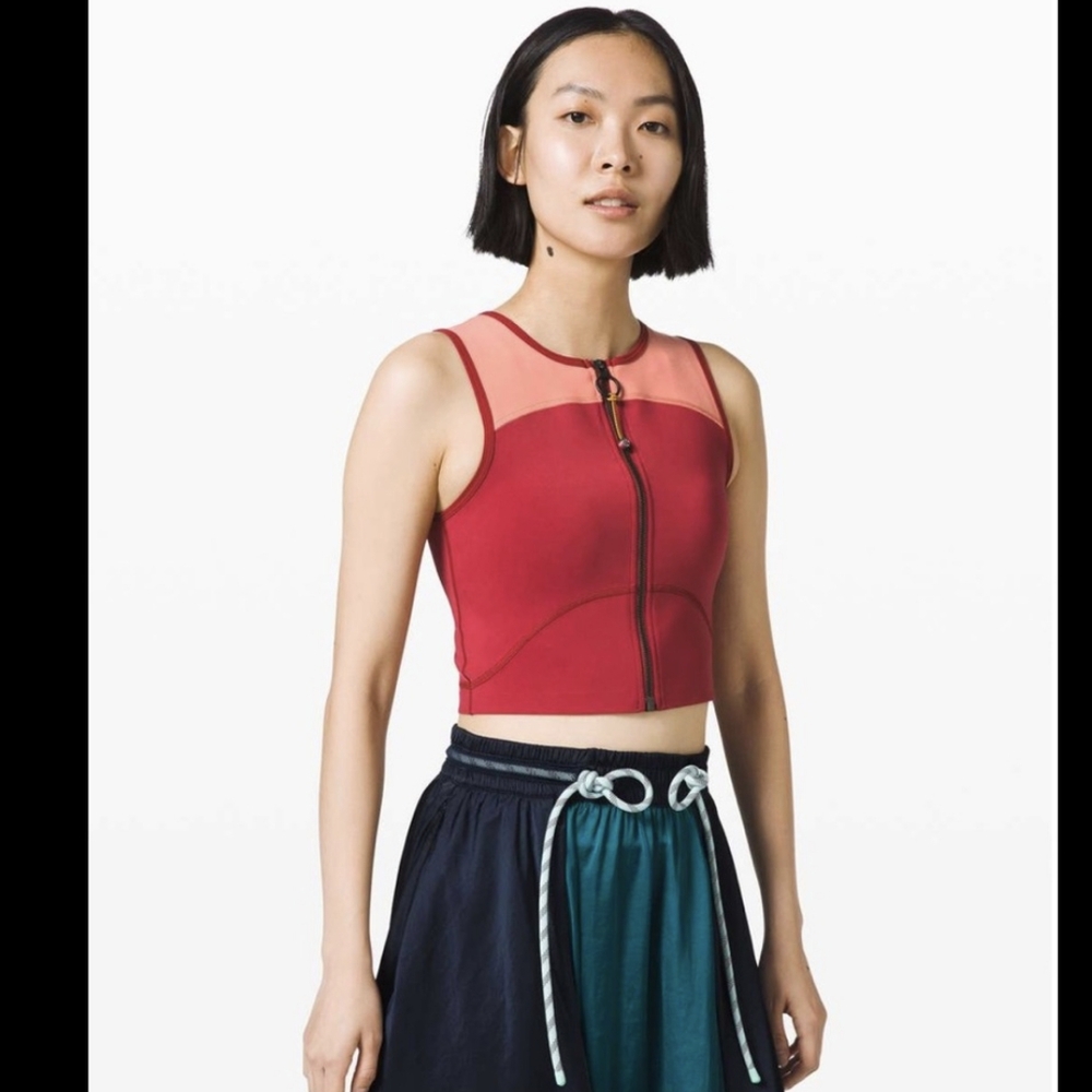 Lululemon Pink and Red Zip-Up Top
